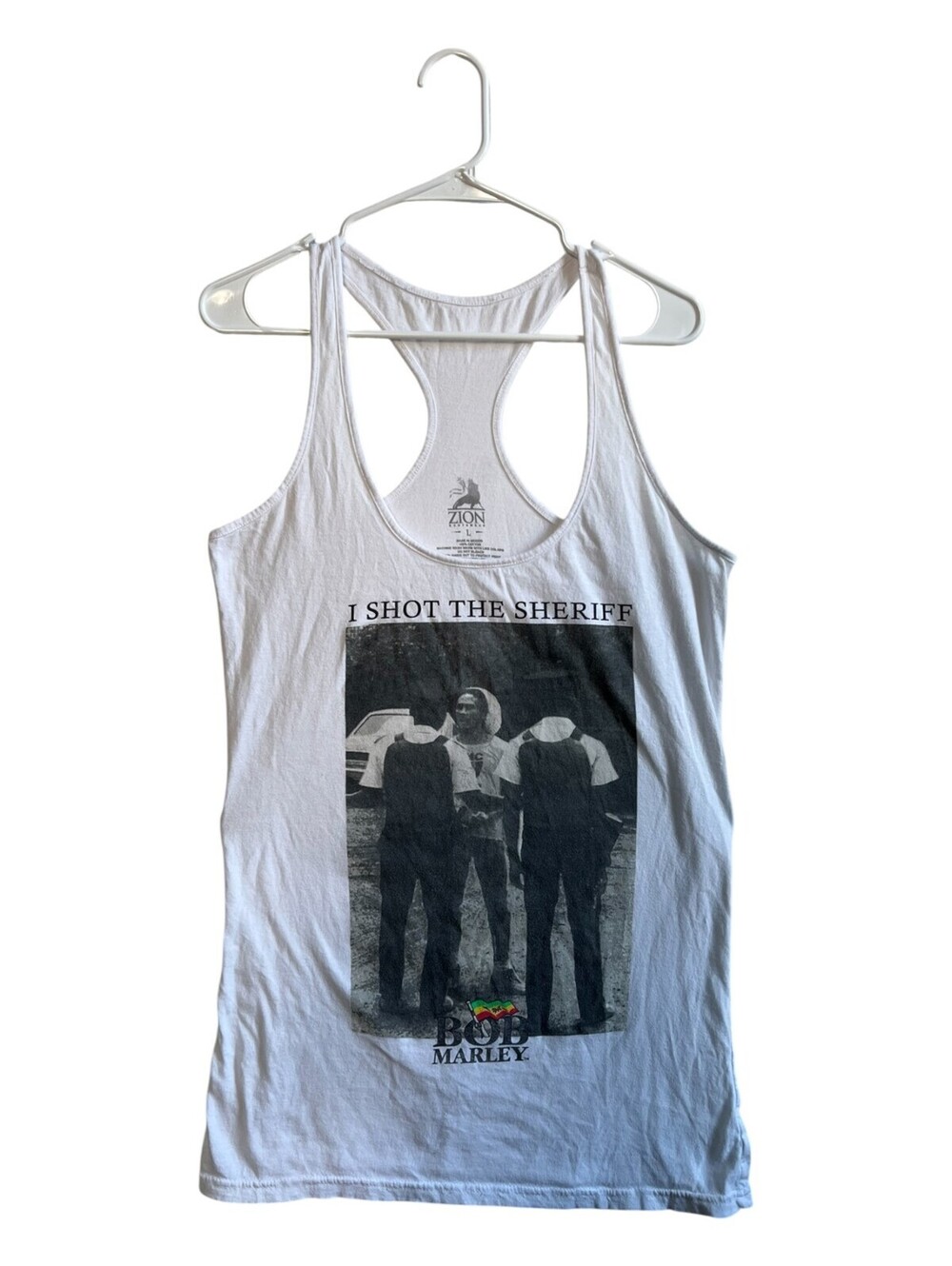 Bob Marley "I Shot the Sheriff" Graphic Racerback Tank Top White - Size Large